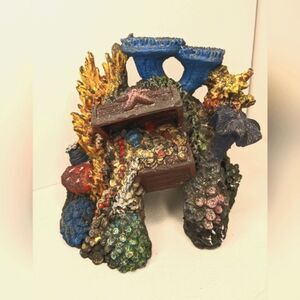 Resin Aquarium Ornament Rocks Corral Treasure Chest Aquarium Landscape Z-1